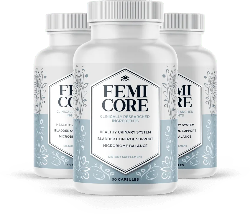 Three bottles of FemiCore dietary supplement